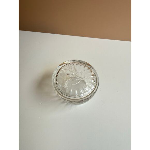 Vintage Luigi Bormioli Rose Glass Trinket Box | Powder Jar Made in Italy Vanity - Picture 1 of 7